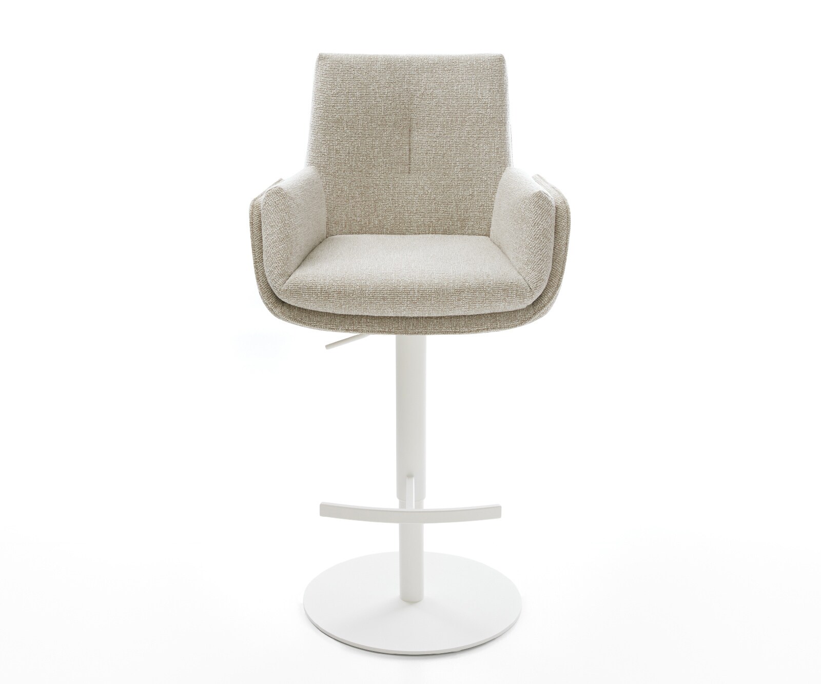 Barstuhl Clea-Flex Webstoff Soft Beige Drehfuß höhenverstellbar Metall Weiß 1