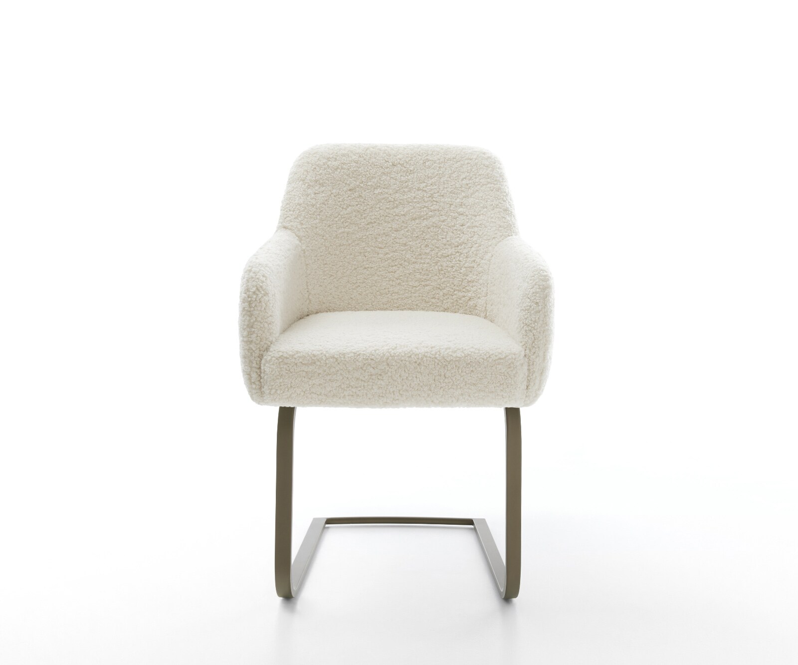 Freischwinger Greg-Flex Teddystoff Beige Freischwinger flach Effektfinish Titan Taschenfederkern 2