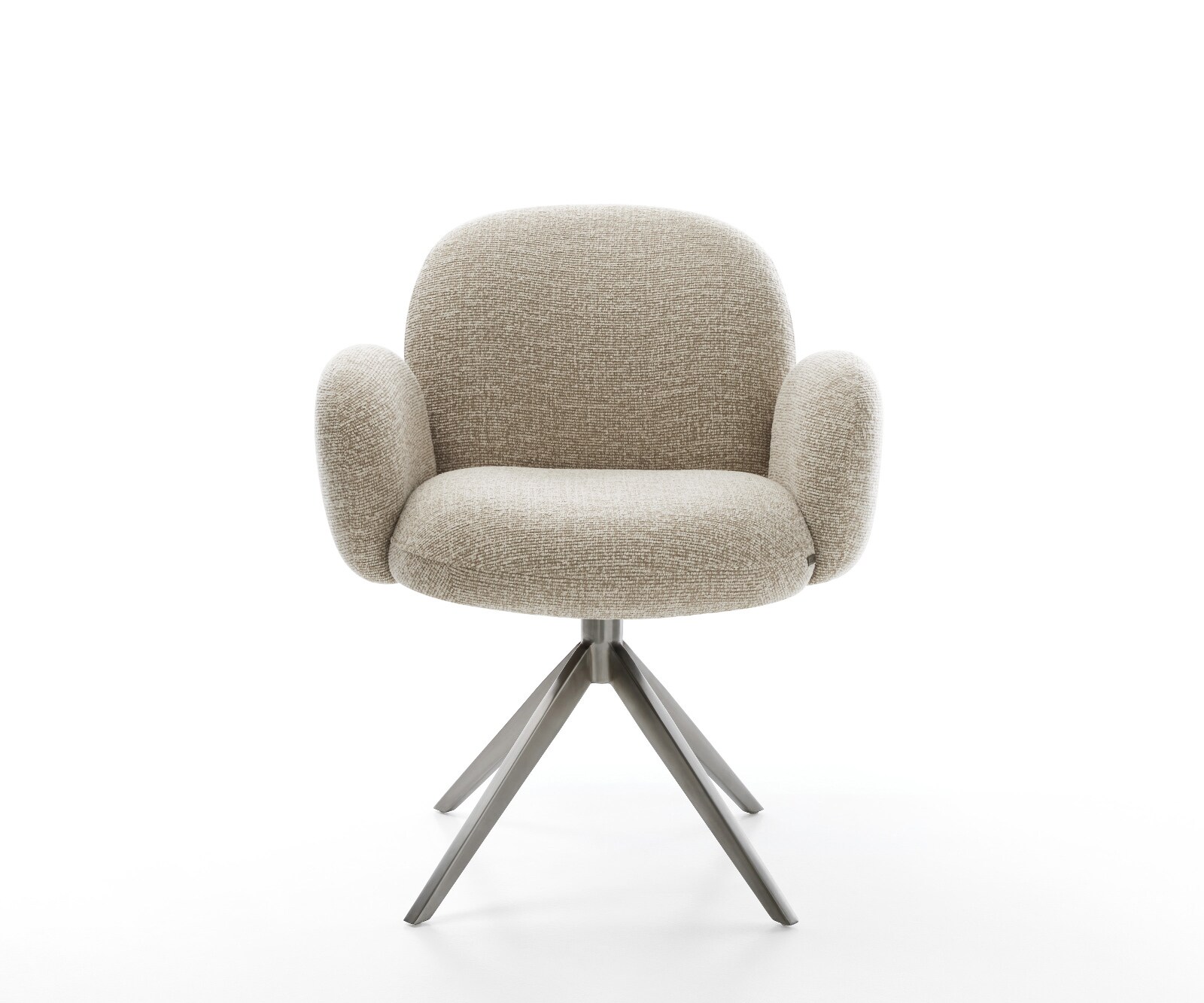 Drehstuhl Nube-Flex mit Armlehnen Webstoff Soft Beige Kreuzgestell breit Graphit 360° drehbar Wippfunktion Taschenfederkern 2