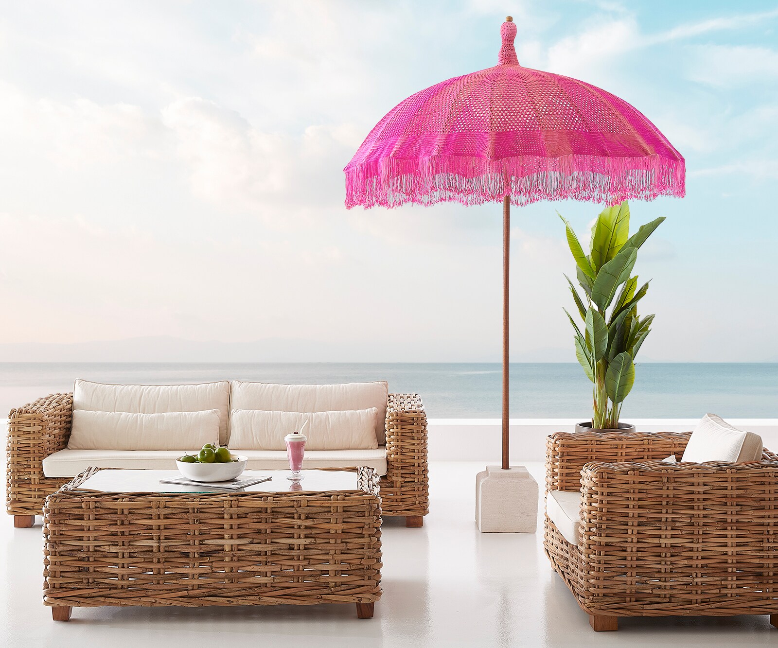 Sonnenschirm Makrame pink D200 H250 cm (Grundartikel)