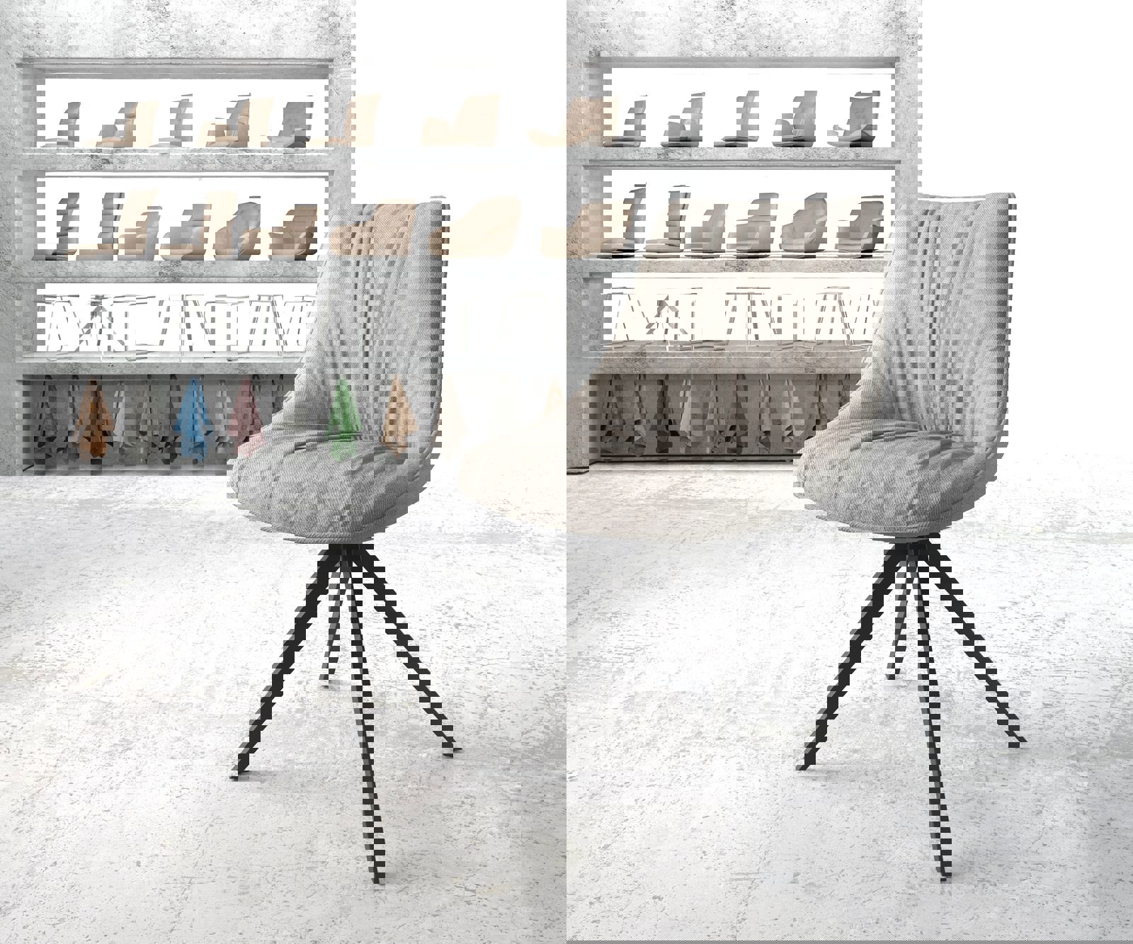 Drehstuhl Elda-Flex Stripes Hellgrau Kreuzgestell kantig Schwarz 180° drehb günstig online kaufen