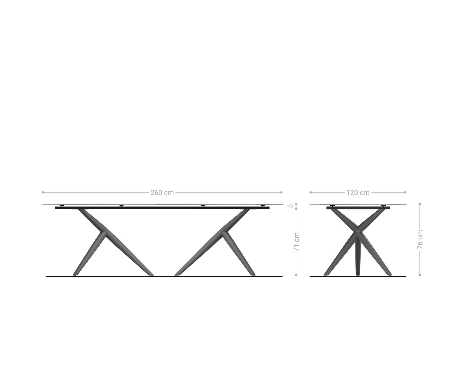 Esstisch Edge Boot 260x120 cm Keramik Laminam® Nero Greco Anthrazit Estelar rund Edelstahl 7