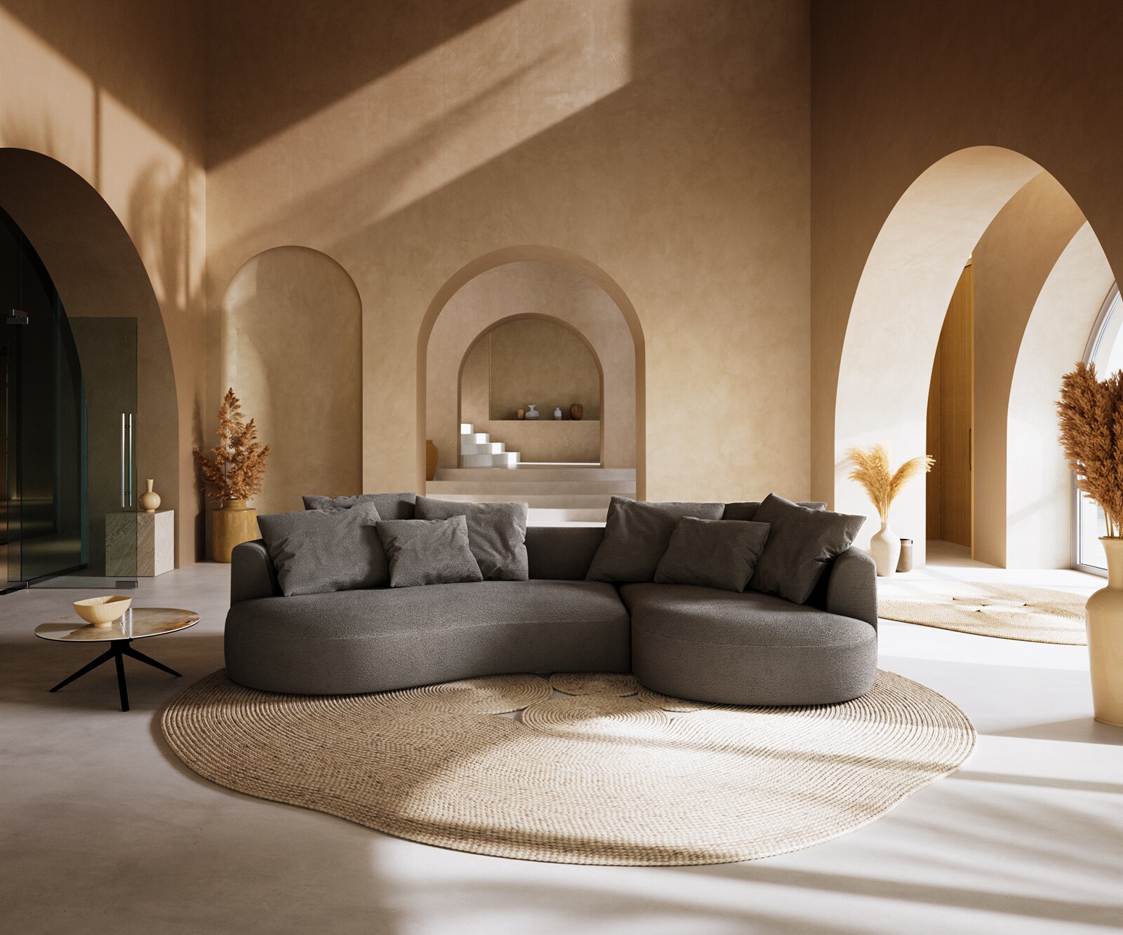 Big-Sofa Edina 330x170 cm Bouclé Soft Schlamm 1