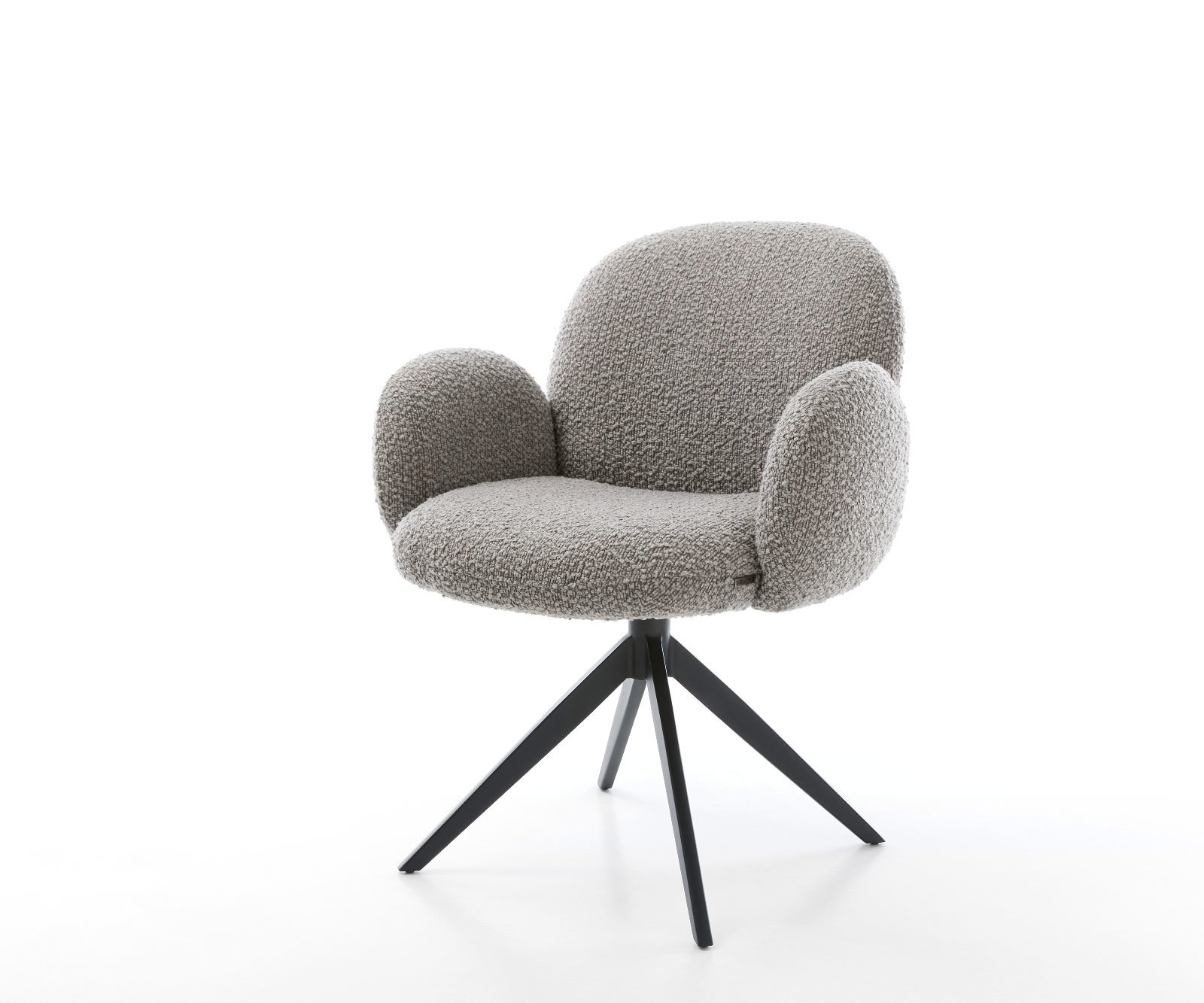 Drehstuhl Nube-Flex mit Armlehnen Bouclé Silbergrau Kreuzgestell breit Schwarz 360° drehbar Wippfunktion Taschenfederkern Drehstuhl Nube-Flex mit Armlehnen Bouclé Silbergrau Kreuzgestell breit Schwarz 360° drehbar Wippfunktion Taschenfederkern