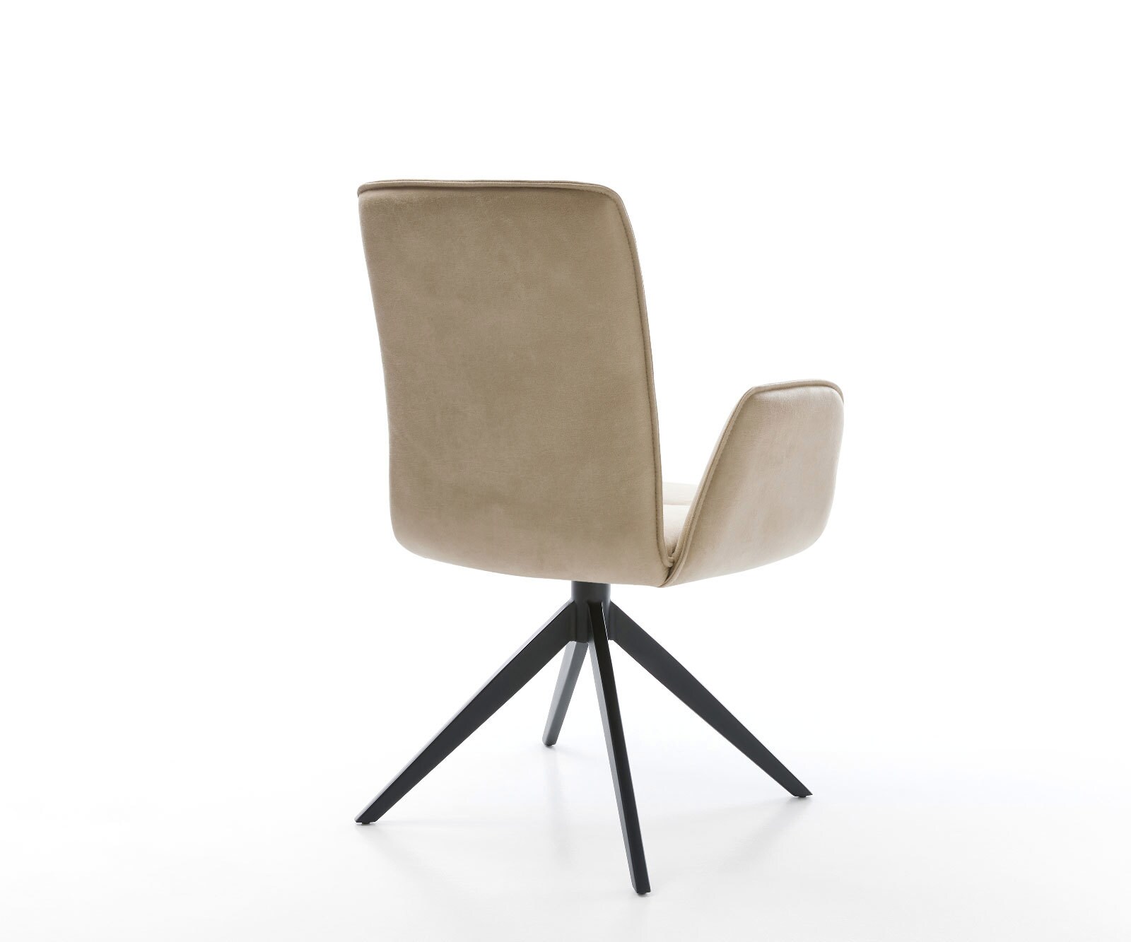 Drehstuhl Vinja-Flex Mikrofaser Beige Vintage Kreuzgestell breit Schwarz 360° drehbar Wippfunktion 4