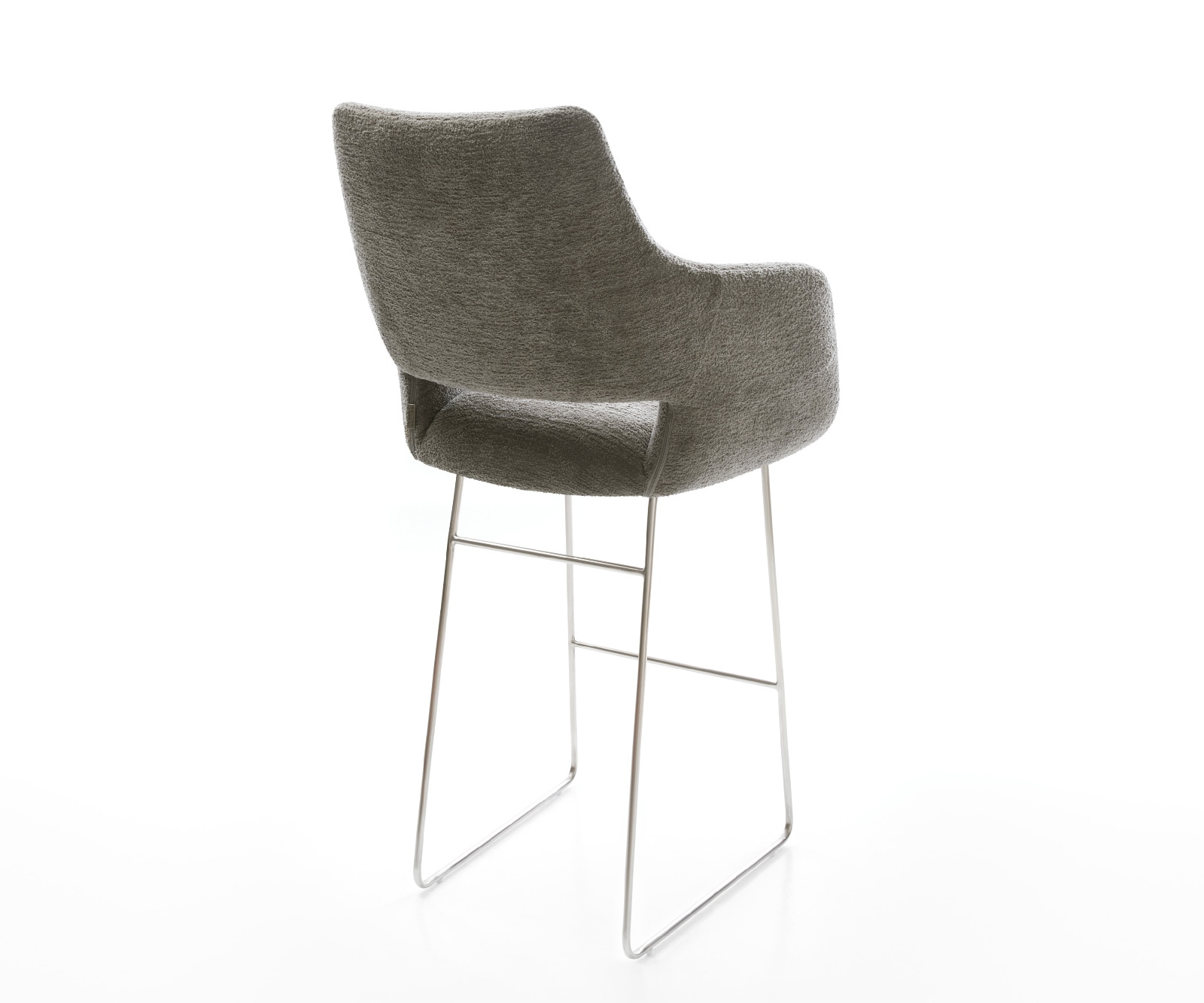 Barstuhl Yago-Flex Bouclé Soft Schlamm Kufengestell Edelstahl Silberfarben Taschenfederkern 5