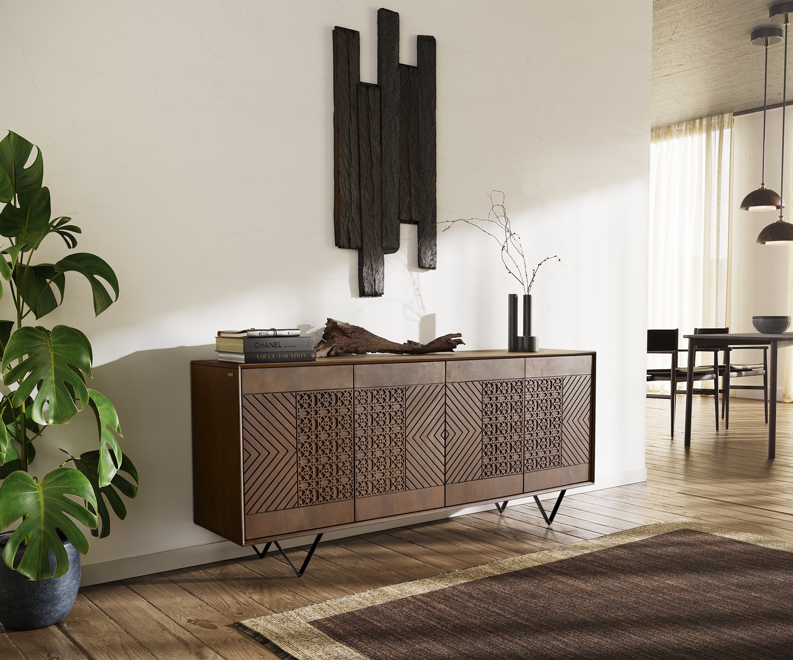 Sideboard Manjula Mango Braun 4 Türen  Sideboard Manjula Mango Braun 4 Türen