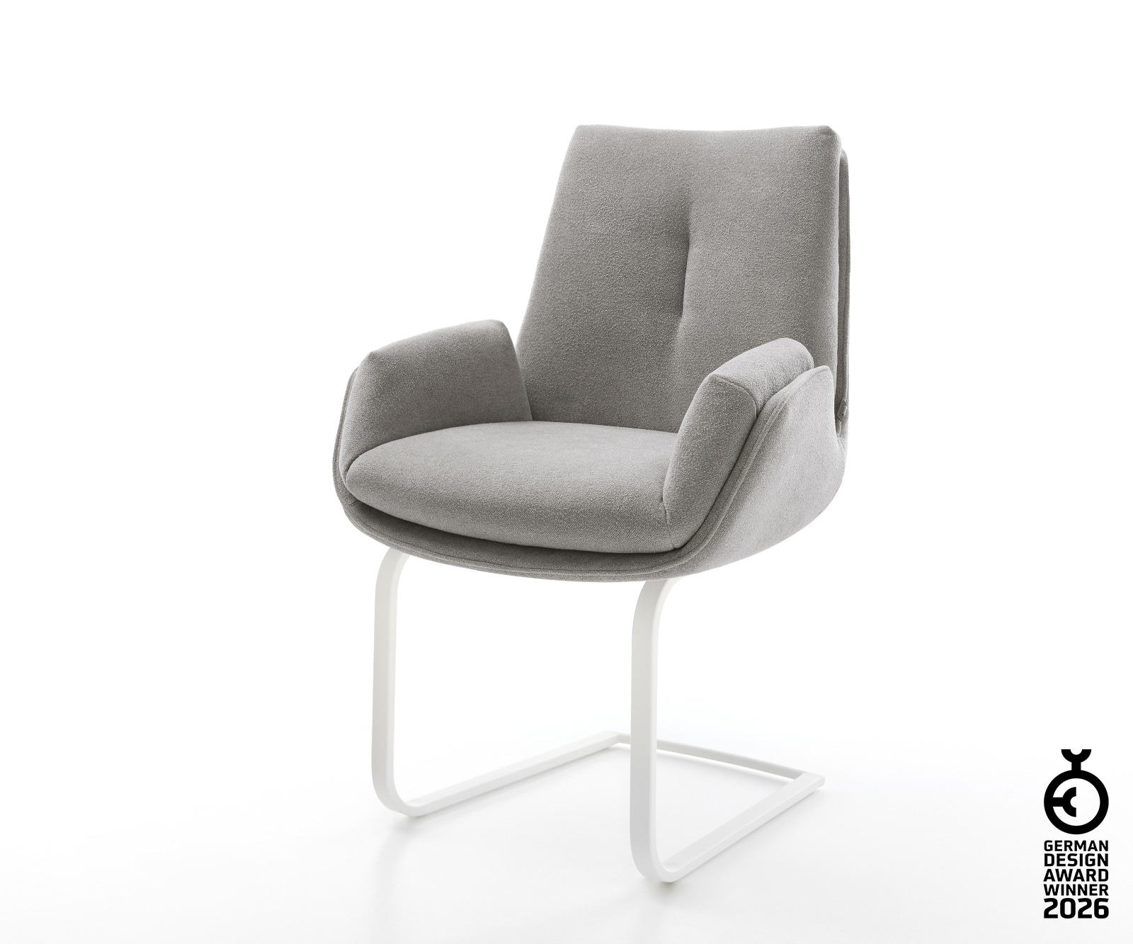 Freischwinger Clea-Flex Strukturstoff Soft Grau Freischwinger flach Weiß günstig online kaufen