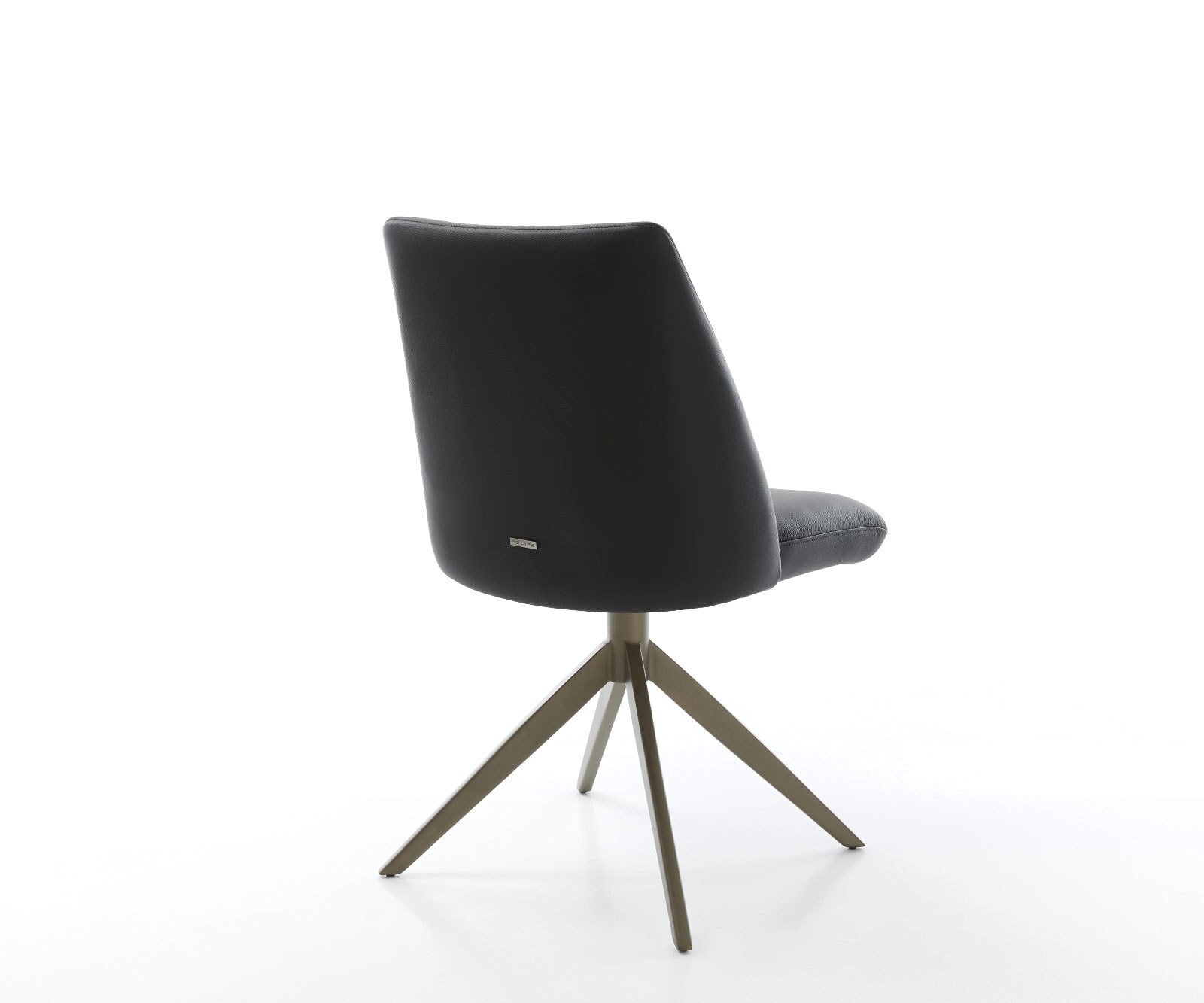 Drehstuhl Elso-Flex Echt-Leder Schwarz Kreuzgestell breit Effektfinish Titan 360° drehbar Wippfunktion Taschenfederkern 5