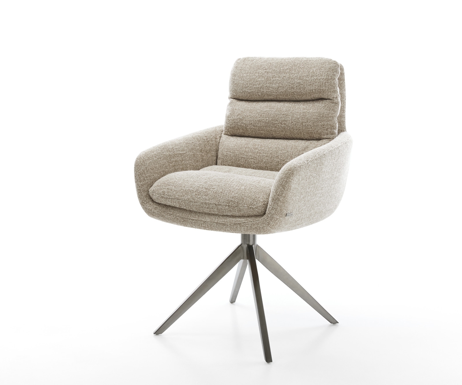 Drehstuhl Abelia-Flex mit Armlehnen Webstoff Soft Beige Kreuzgestell breit Graphit 360° drehbar Wippfunktion
