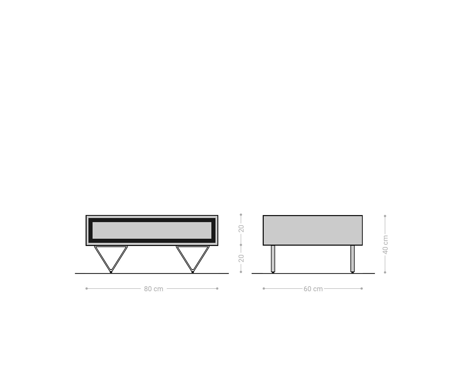 Couchtisch Stonegrace 80x60 cm Akazie Natur 2 Schubladen Steinfurnier 8