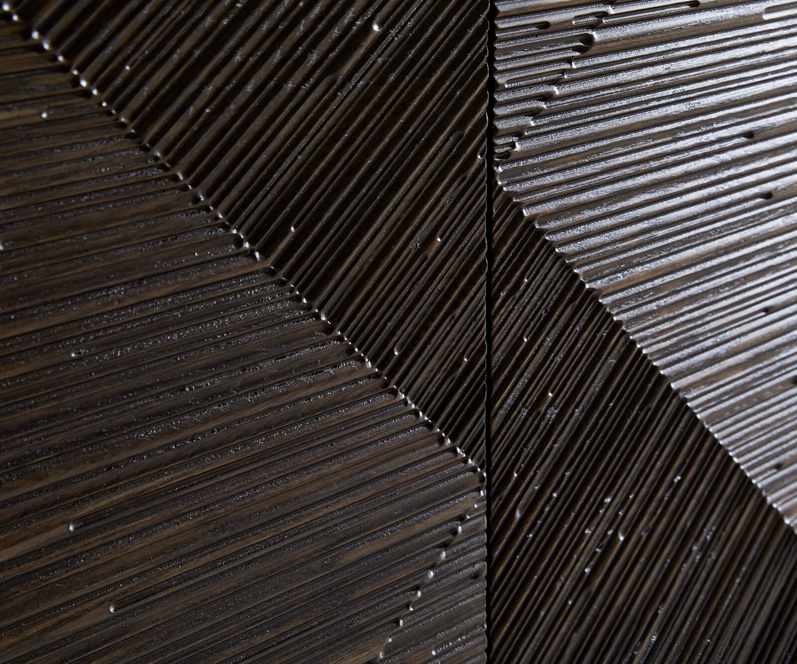 Sideboard Tereos 200 cm Esche Dunkelbraun 3D Effekt 4 Türen Kufe Edelstahl gebürstet 2