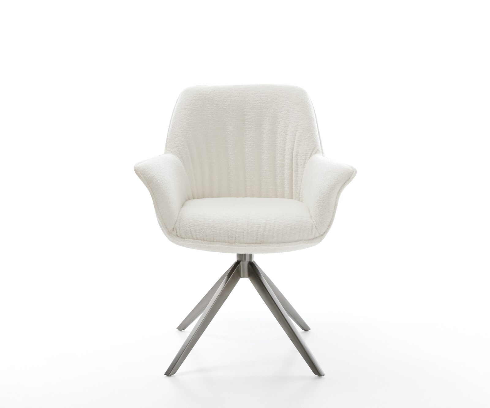 Drehstuhl Keila-Flex mit Armlehnen Bouclé Soft Beige Kreuzgestell breit Graphit 360° drehbar Wippfunktion 1