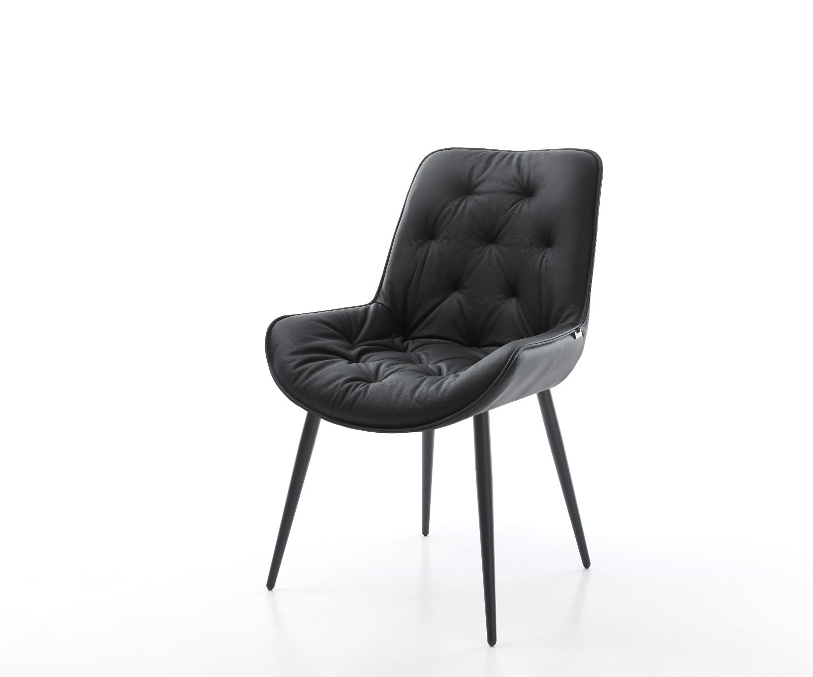 Esszimmerstuhl Taimi-Flex Echt-Leder Schwarz 4-Fuß konisch Schwarz Esszimmerstuhl Taimi-Flex Echt-Leder Schwarz 4-Fuß konisch Schwarz