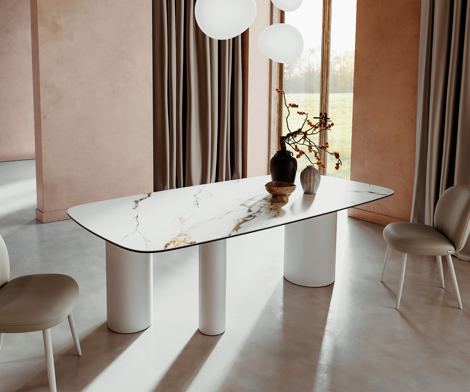 Esstisch Edge Boot 240x120 Keramik Calacatta Luxe Weiß-Gold-Grau Troa Metall Weiß 1 Esstisch Edge Boot 240x120 Keramik Calacatta Luxe Weiß-Gold-Grau Troa Metall Weiß 1