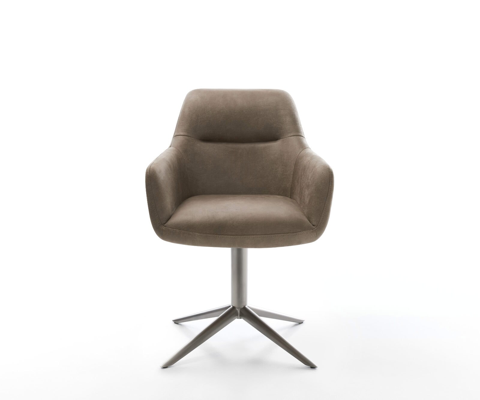 Drehstuhl Pejo-Flex Mikrofaser Taupe Vintage Fußkreuz Graphit 360° drehbar Wippfunktion Taschenfederkern 1