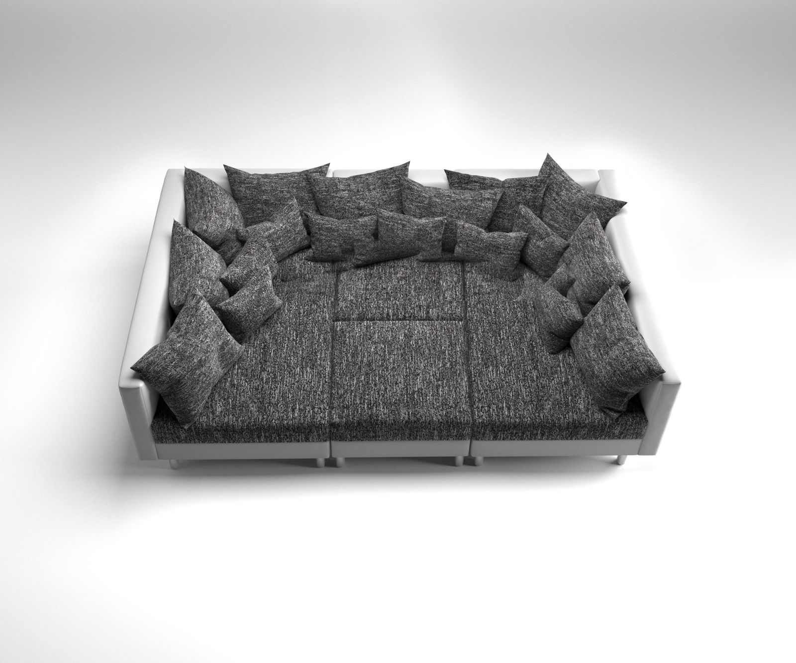 Wohnlandschaft Clovis Weiss Schwarz mit Hocker und Armlehne  8