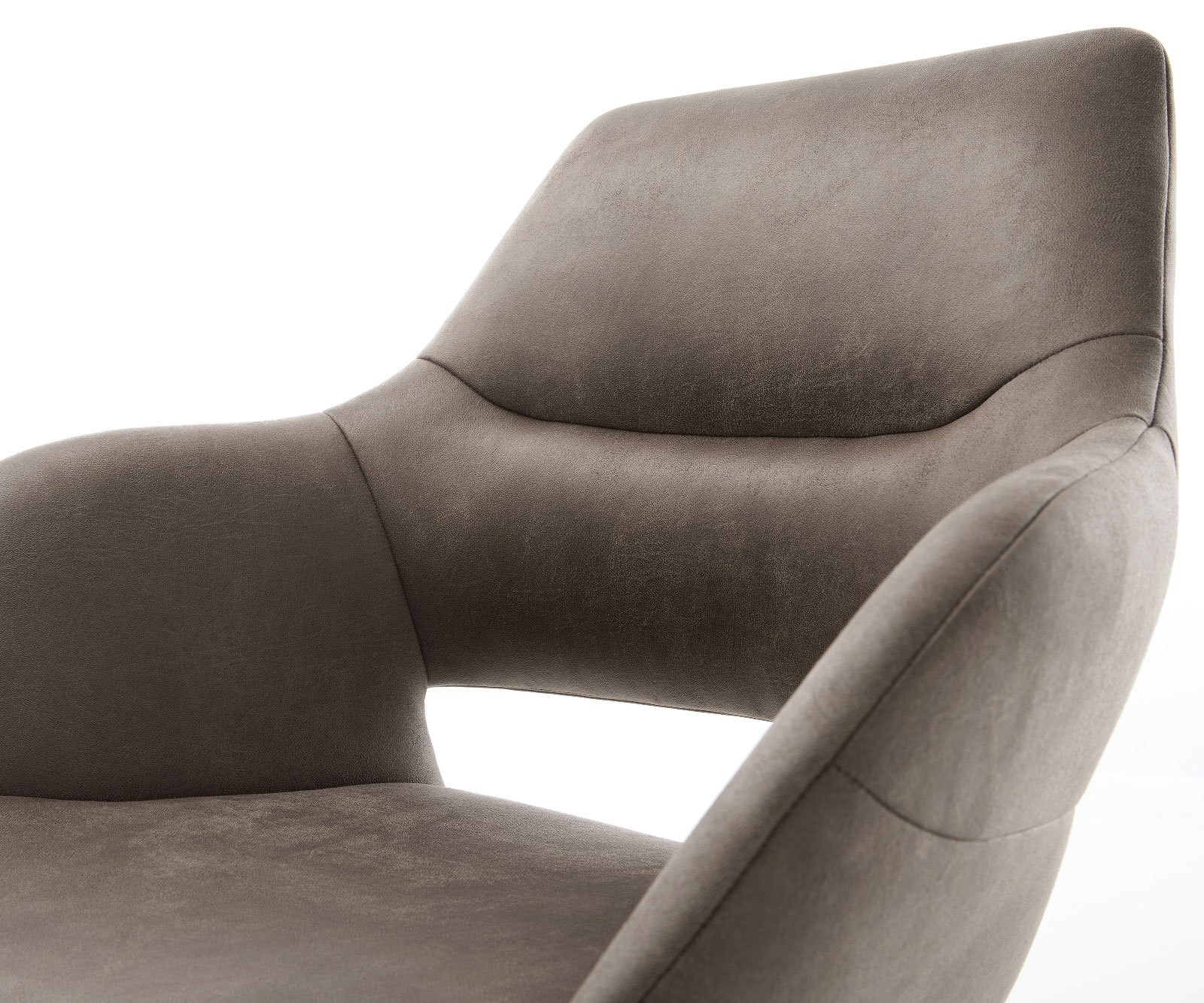 Drehstuhl Yago-Flex mit Armlehnen Mikrofaser Taupe Vintage Kreuzgestell breit Edelstahl 360° drehbar Wippfunktion Taschenfederkern 4