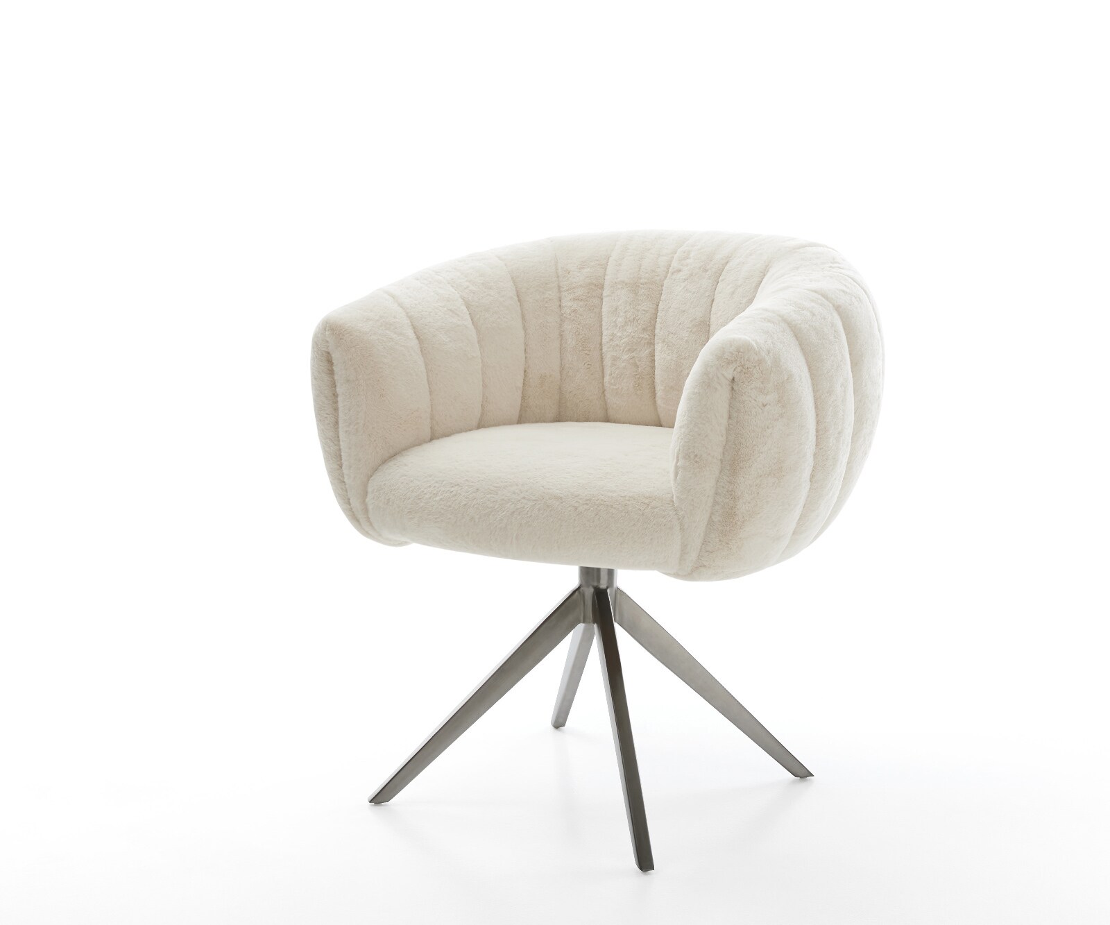 Drehstuhl Jada-Flex Plüsch Creme-Weiß Kreuzgestell breit Graphit 360° drehb günstig online kaufen