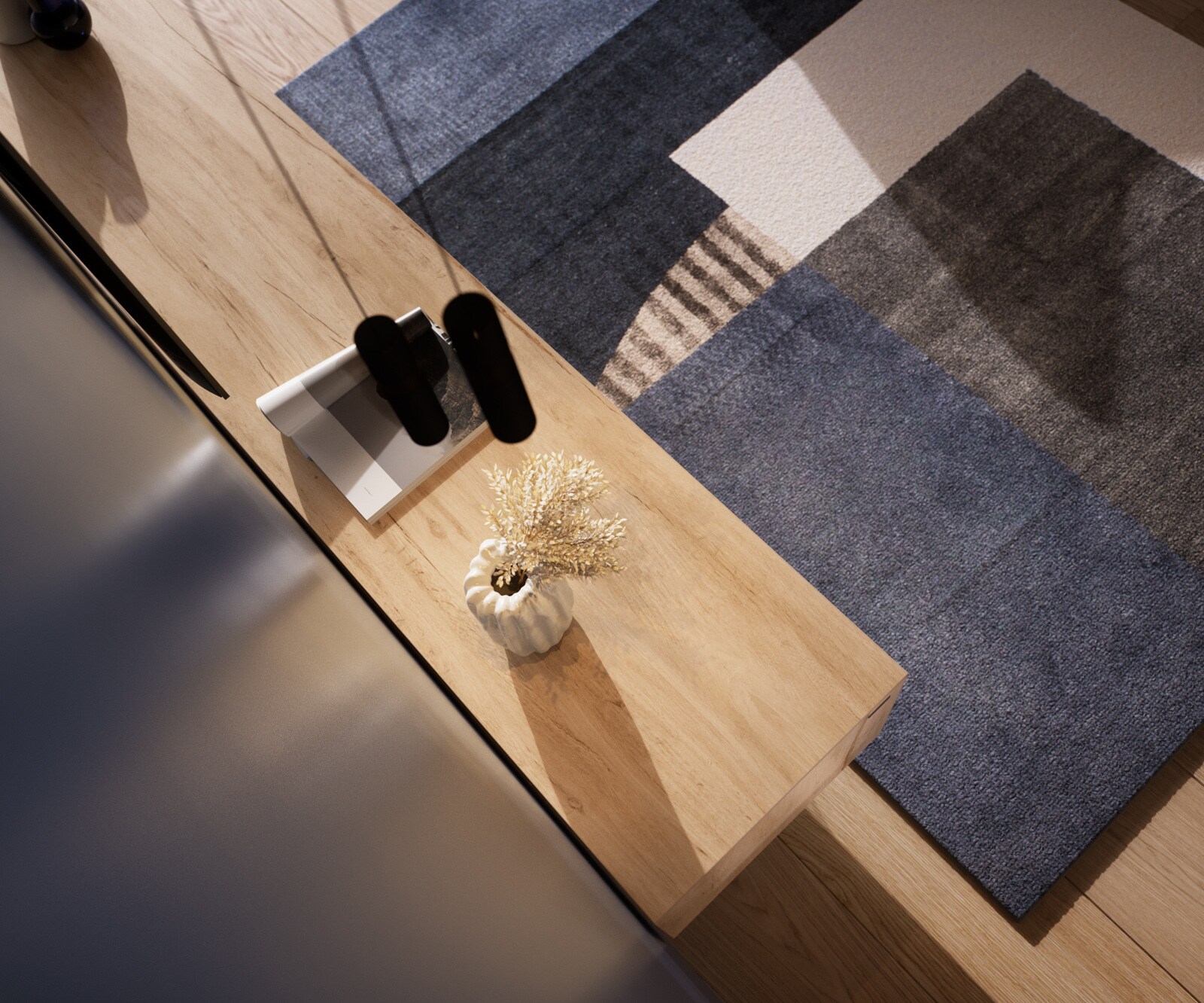 Lowboard Cuor 220 cm Keramik Laminam® Sabbia Eichefarbig 1 Klappe 2 Schubfächer Schwebend 5