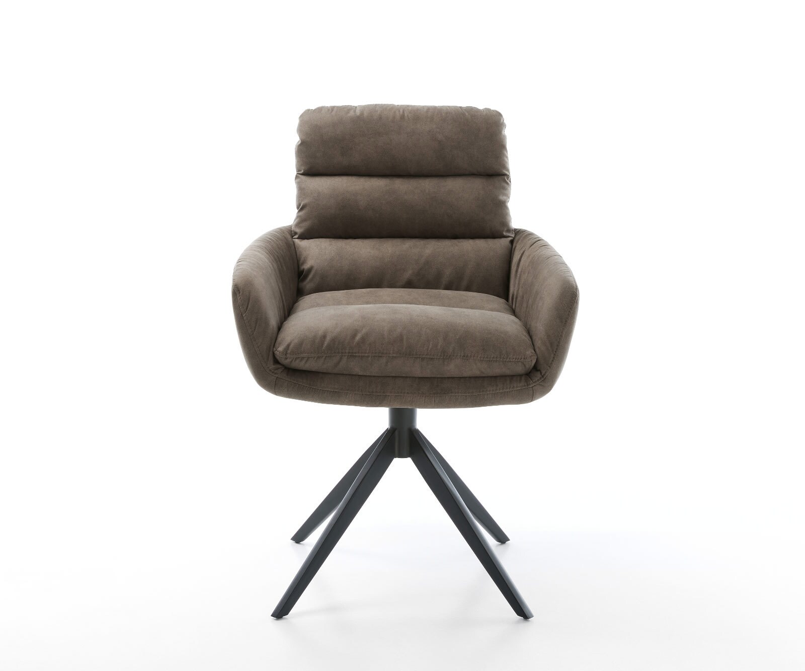 Esszimmerstuhl Abelia-Flex mit Armlehnen Mikrofaser Taupe Vintage Kreuzgestell breit Schwarz 2