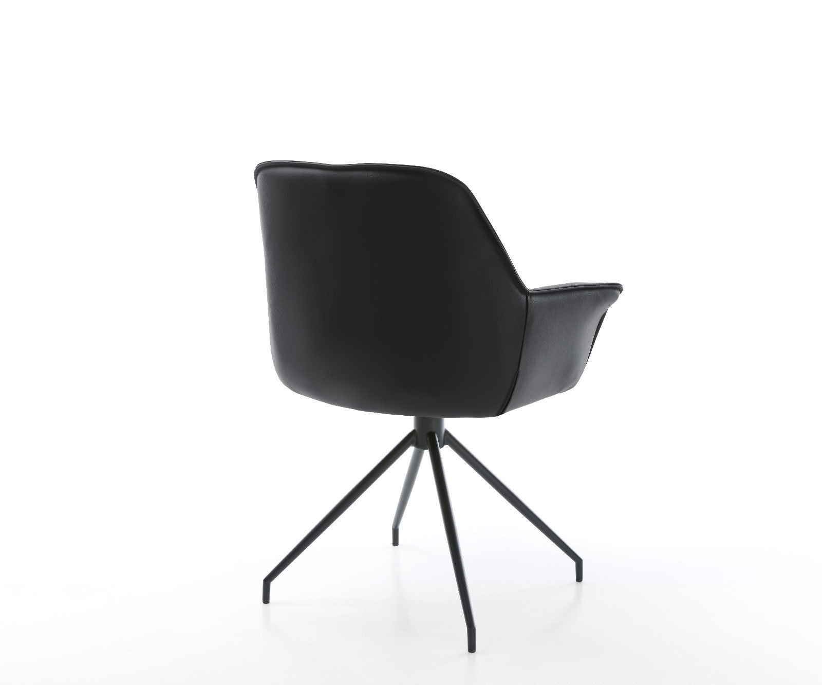 Esszimmerstuhl Keila-Flex mit Armlehnen Echt-Leder Schwarz Kreuzgestell konisch Schwarz 5