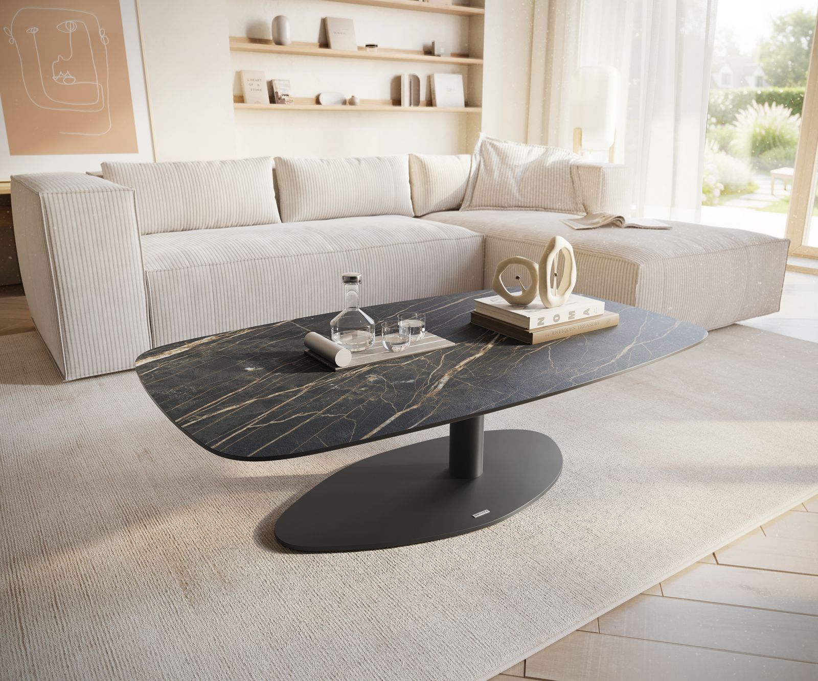 Couchtisch Edge Boot 120x70 cm Keramik Laminam® Noir Desir Braun Vibany Metall Schwarz Couchtisch Edge Boot 120x70 cm Keramik Laminam® Noir Desir Braun Vibany Metall Schwarz