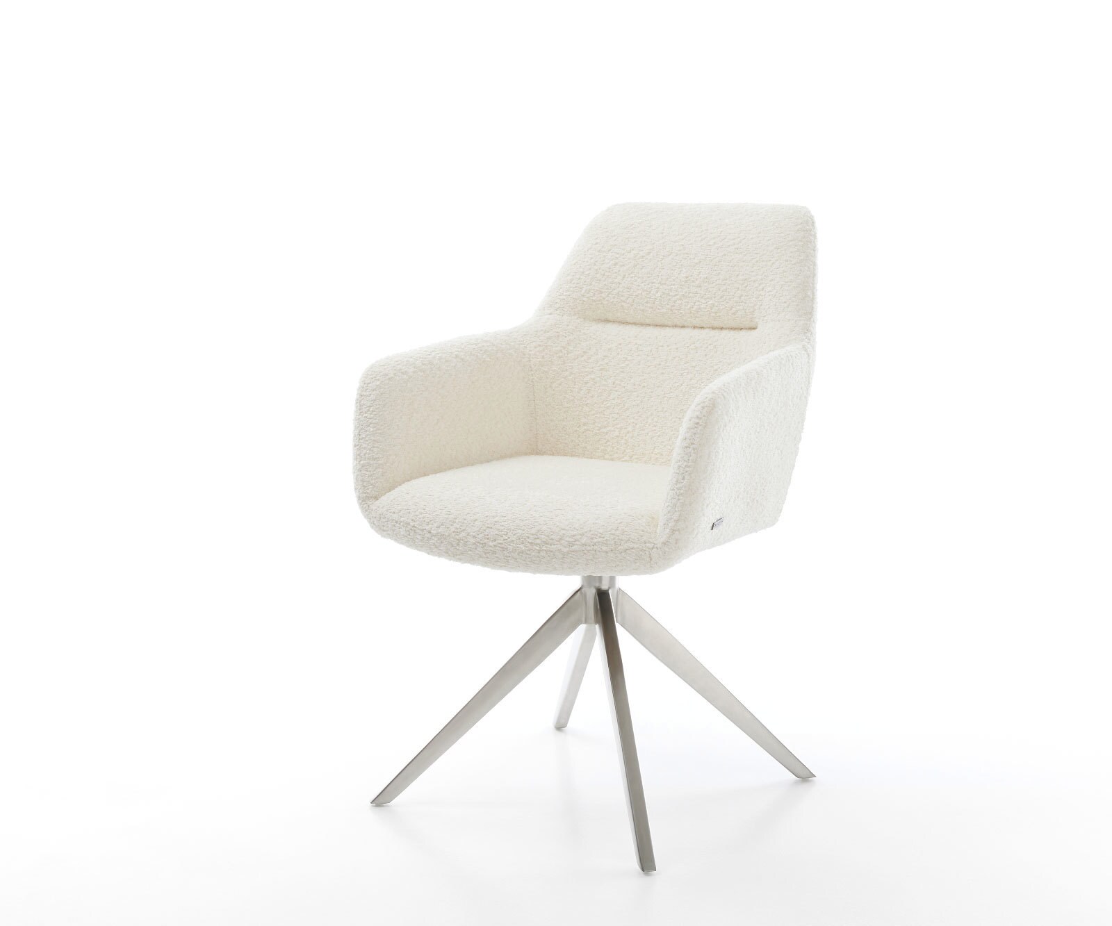 Drehstuhl Pejo-Flex Bouclé Weiß Kreuzgestell breit Edelstahl 360° drehbar W günstig online kaufen