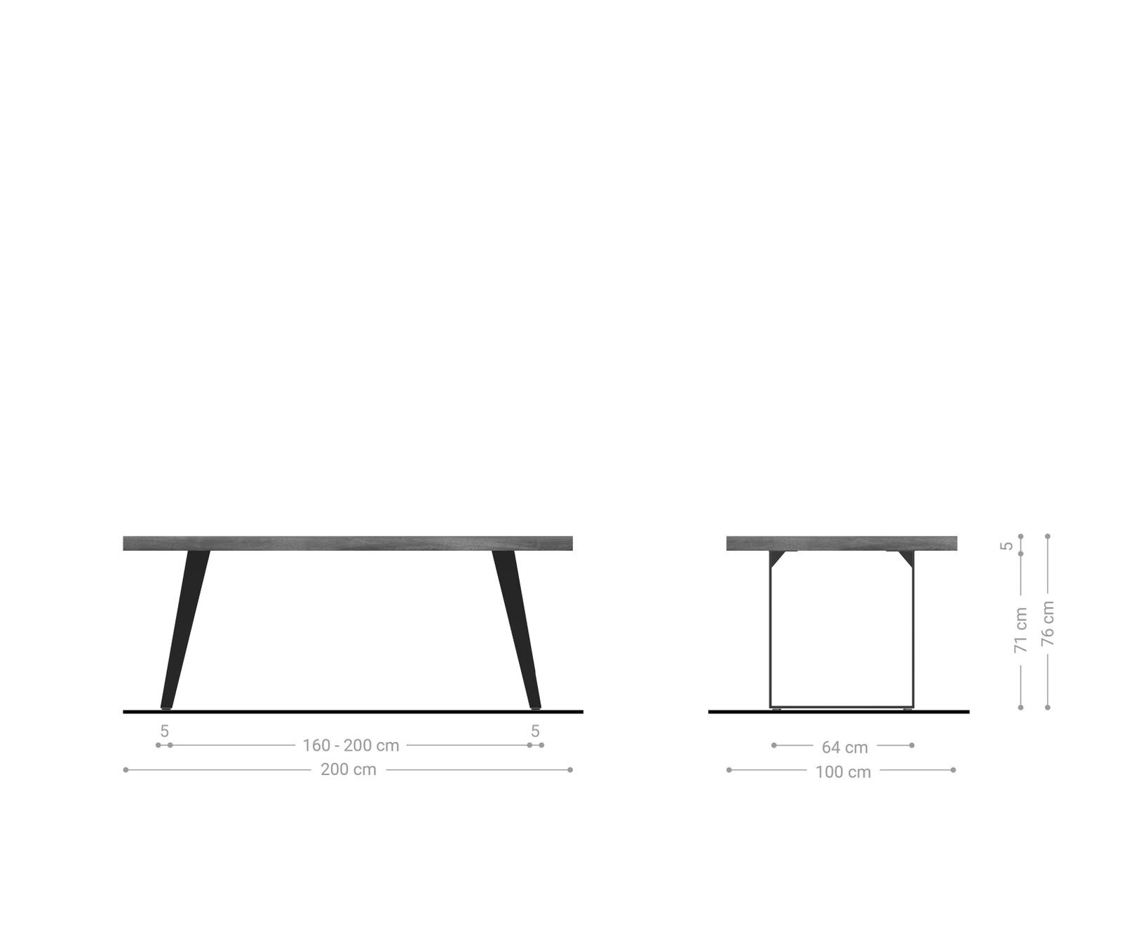 Esstisch Edge 200x100 XL Akazie Braun Edelstahl Schräg 5 Esstisch Edge 200x100 XL Akazie Braun Edelstahl Schräg 5