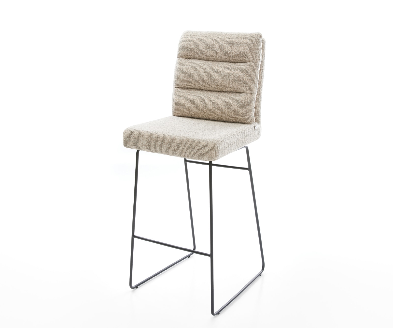 Barstuhl Pela-Flex Webstoff Soft Beige Kufengestell Metall Schwarz
