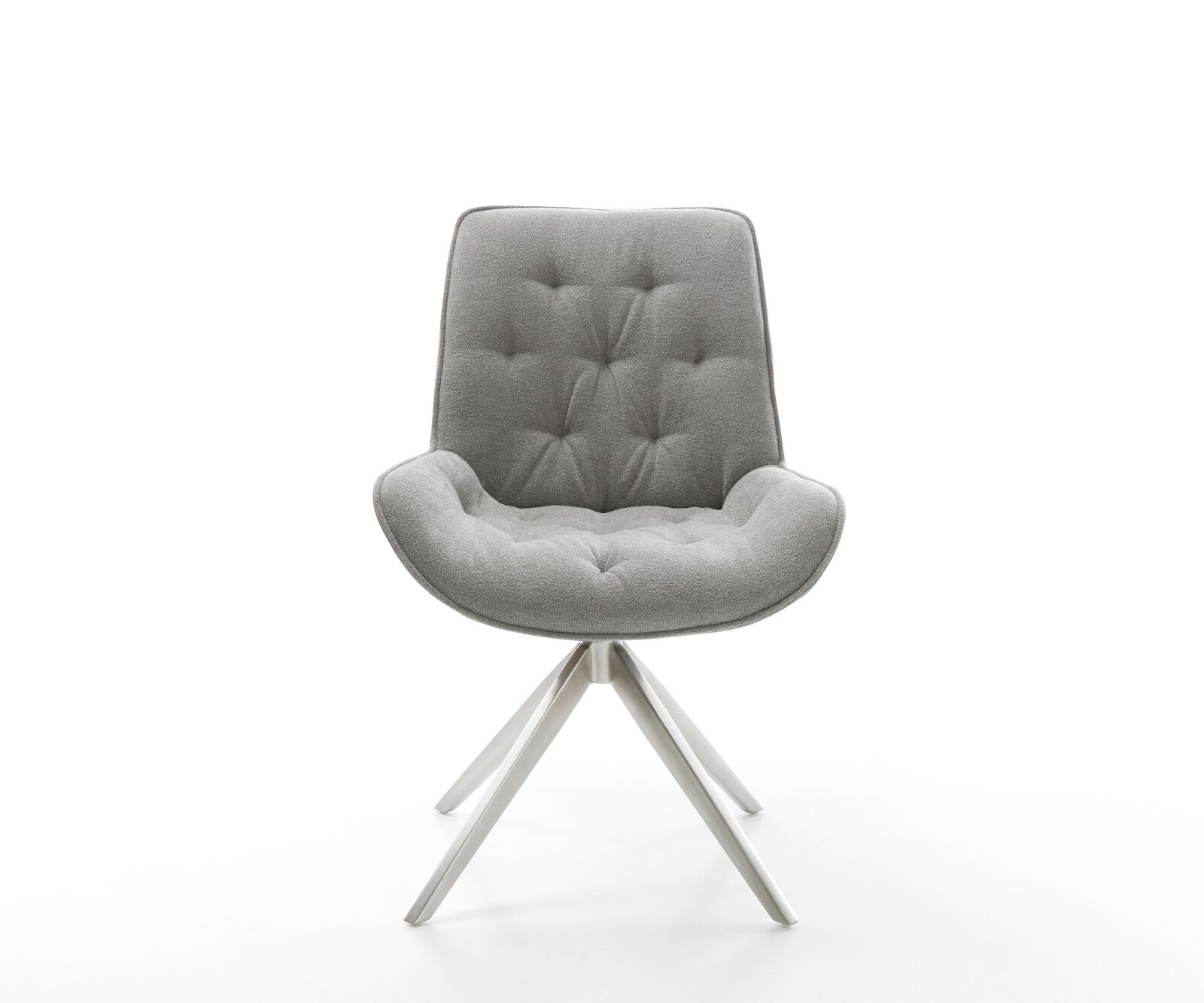 Drehstuhl Taimi-Flex Strukturstoff Soft Grau Kreuzgestell breit Edelstahl 360° drehbar Wippfunktion 2