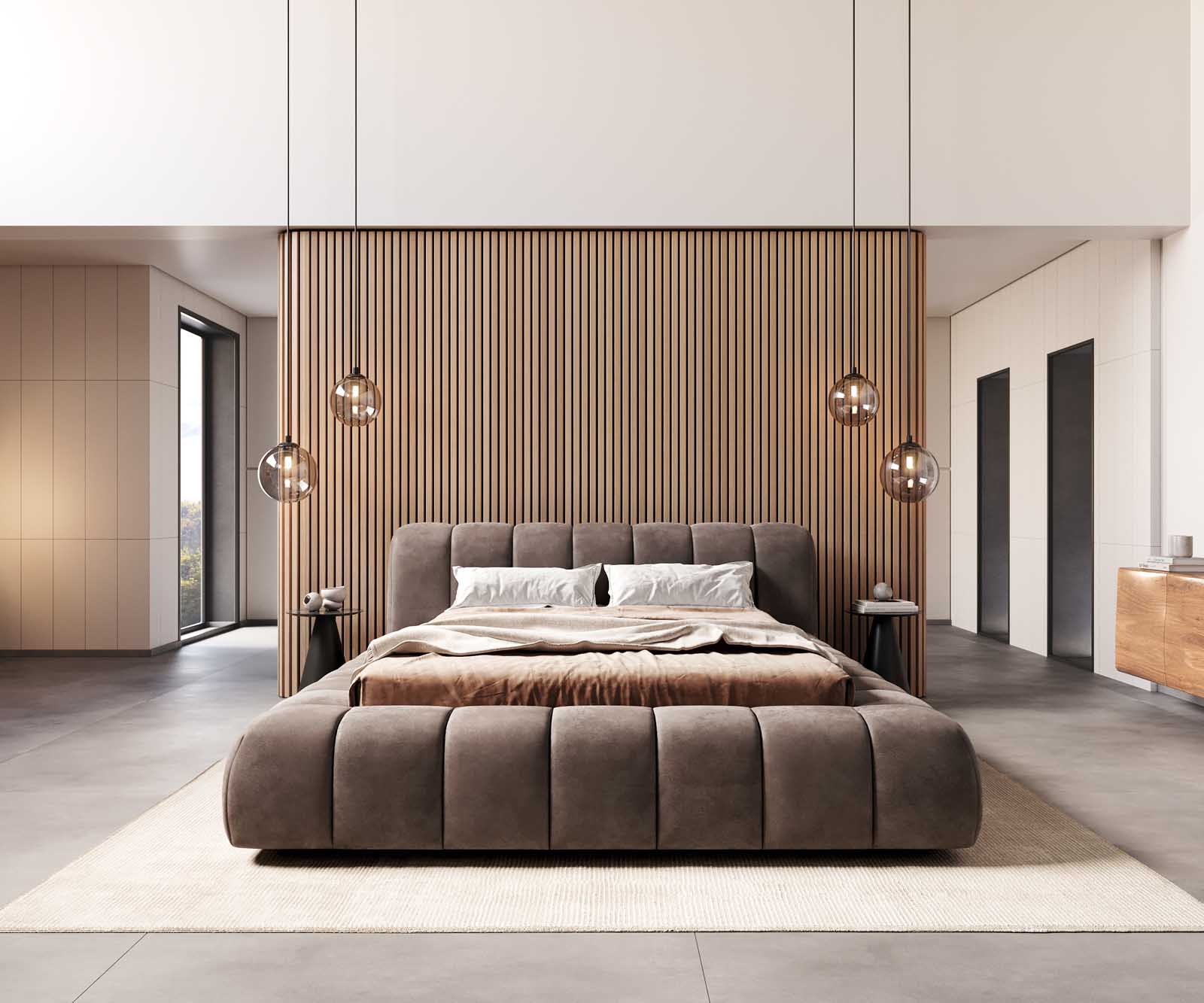 Polsterbettgestell Cutio 140x200 cm Mikrofaser Taupe Vintage 1
