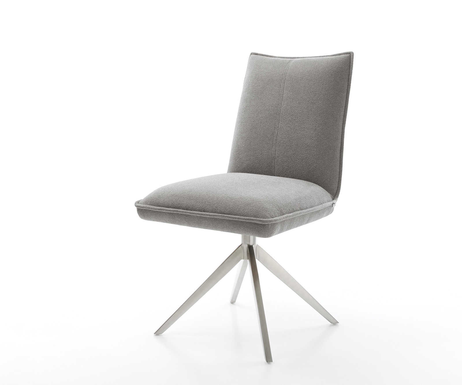 Drehstuhl Lelio-Flex Strukturstoff Soft Grau Kreuzgestell breit Edelstahl 360° drehbar Wippfunktion Taschenfederkern