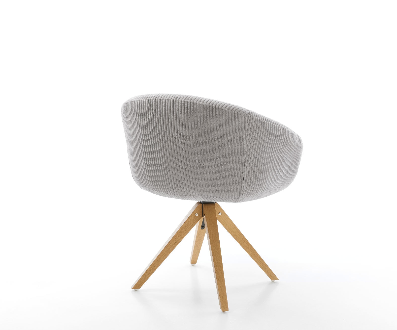 Drehstuhl Vinka-Flex mit Armlehnen Cord Silbergrau Holzgestell kantig Natur 180° drehbar Taschenfederkern 5