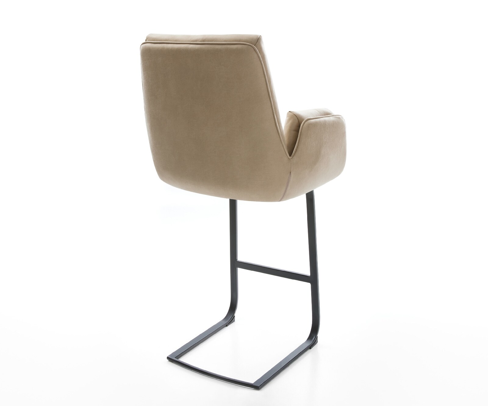 Barstuhl Clea-Flex Mikrofaser Beige Vintage Freischwinger Flach Metall Schwarz 5