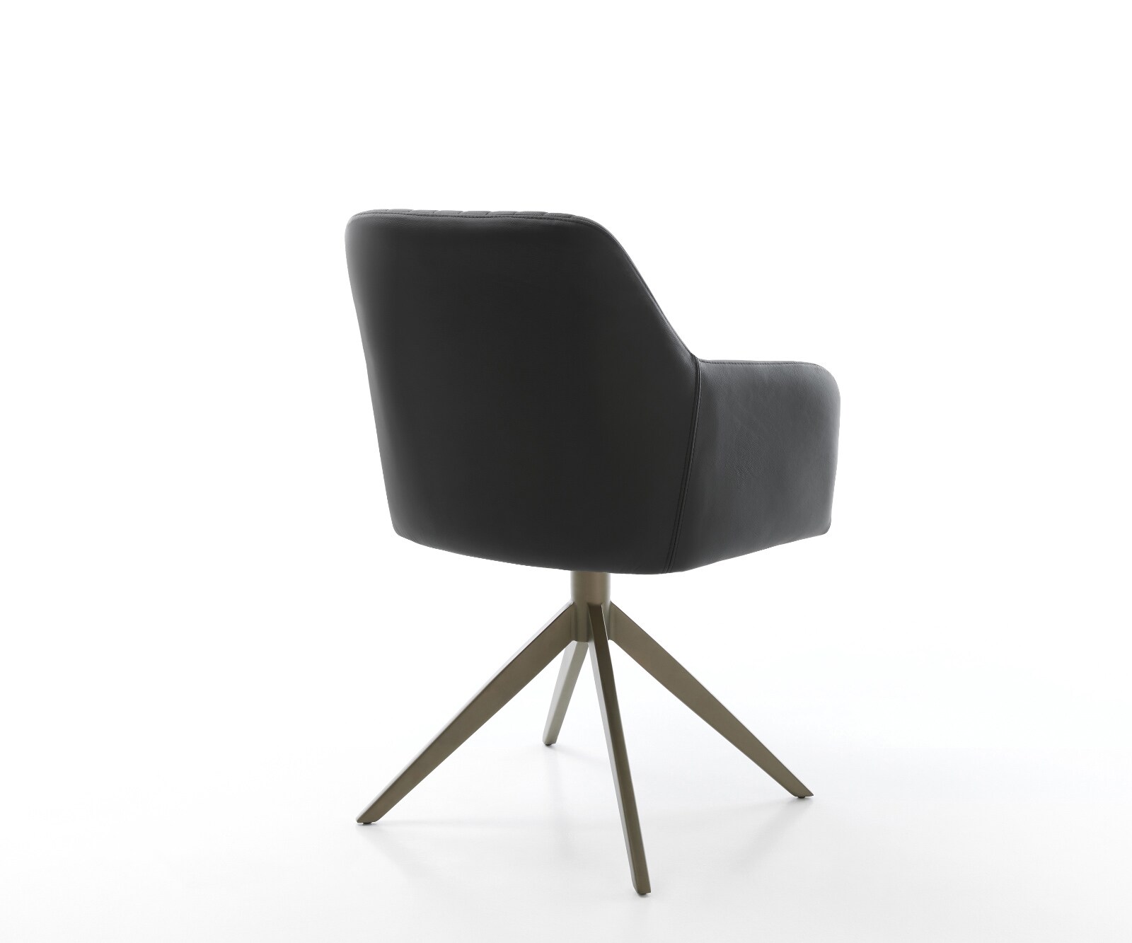 Drehstuhl Greg-Flex Echt-Leder Schwarz Kreuzgestell breit Effektfinish Titan 360° drehbar Wippfunktion Taschenfederkern 4