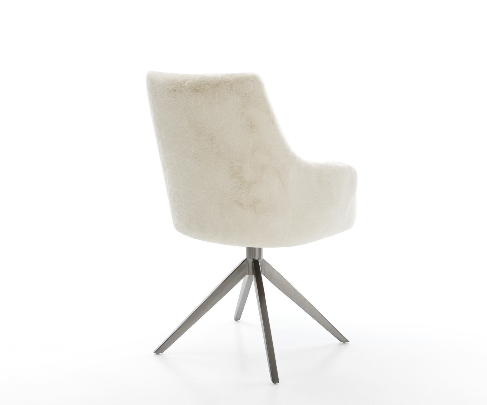 Drehstuhl Alja-Flex mit Armlehnen Plüsch Creme-Weiß Kreuzgestell breit Graphit 360° drehbar Wippfunktion Taschenfederkern 5