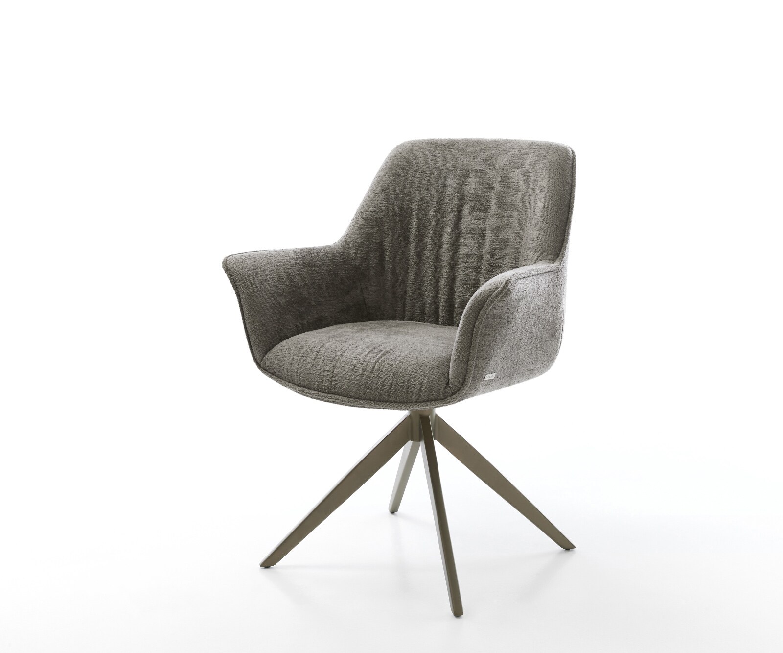 Drehstuhl Keila-Flex mit Armlehnen Bouclé Soft Schlamm Kreuzgestell breit Effektfinish Titan 360° drehbar Wippfunktion