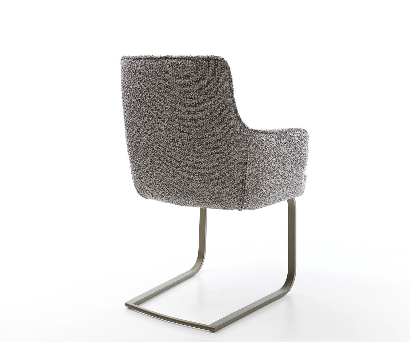 Freischwinger Heira-Flex mit Armlehnen Bouclé Silbergrau Freischwinger flach Effektfinish Titan Taschenfederkern 4