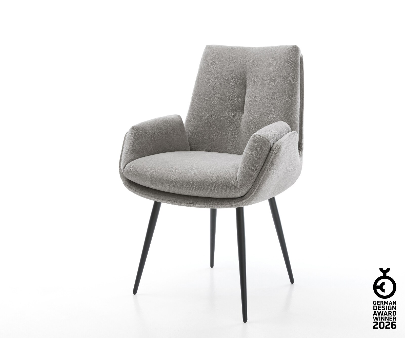 Esszimmerstuhl Clea-Flex Strukturstoff Soft Grau 4-Fuß konisch Schwarz 1