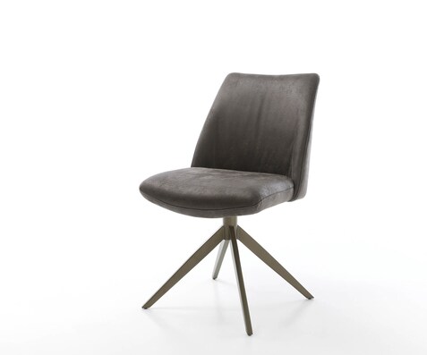 Drehstuhl Elso-Flex Mikrofaser Anthrazit Vintage Kreuzgestell breit Effektfinish Titan 360° drehbar Taschenfederkern
