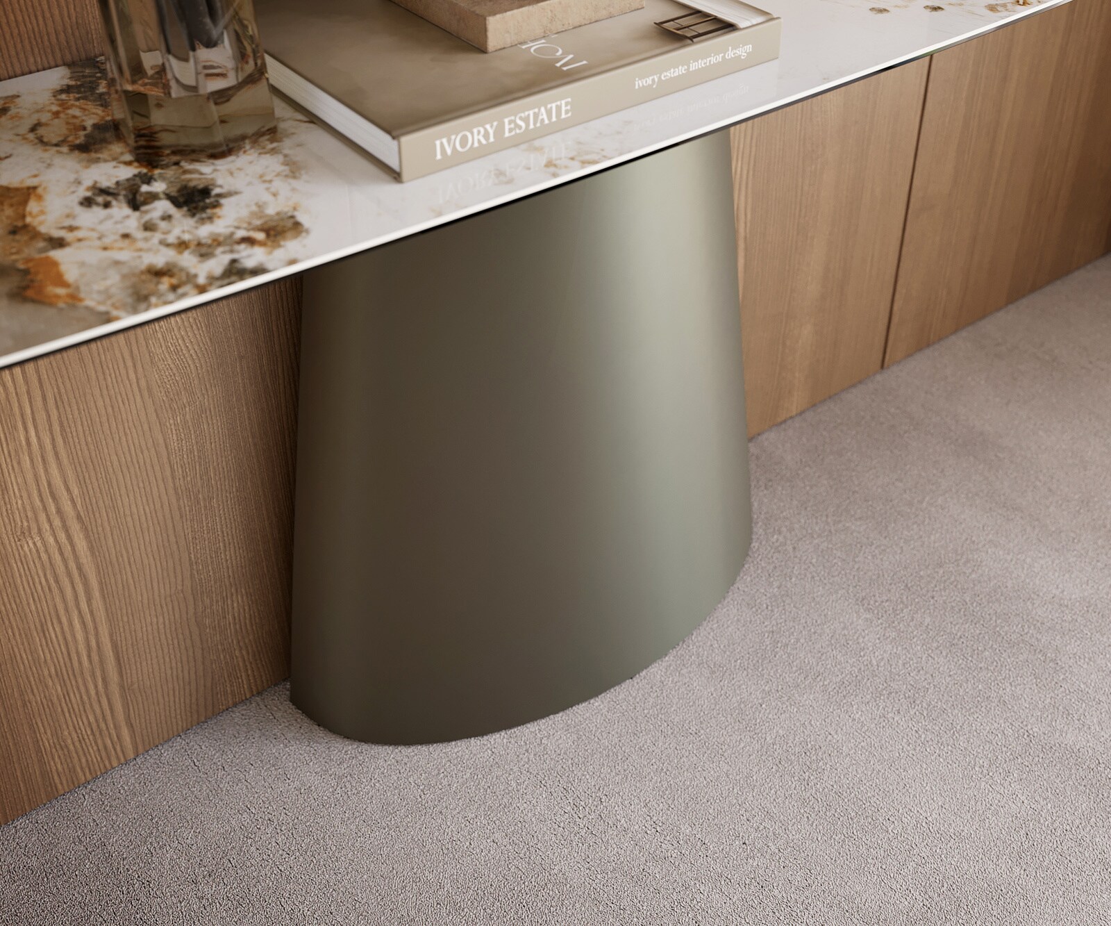 Konsolentisch Edge Boot 180x40 cm Keramik Minas Melange Weiß-Beige Conos Metall Effektfinish Titan 5