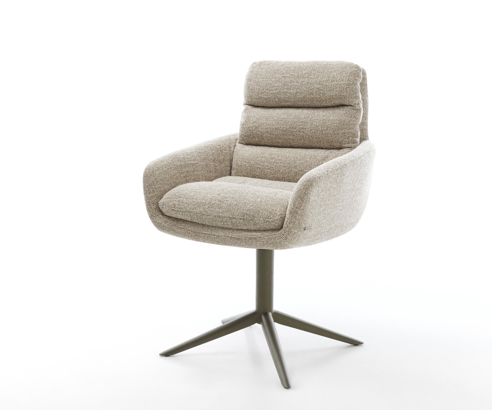 Drehstuhl Abelia-Flex mit Armlehnen Webstoff Soft Beige Fußkreuz Effektfinish Titan 360° drehbar Wippfunktion