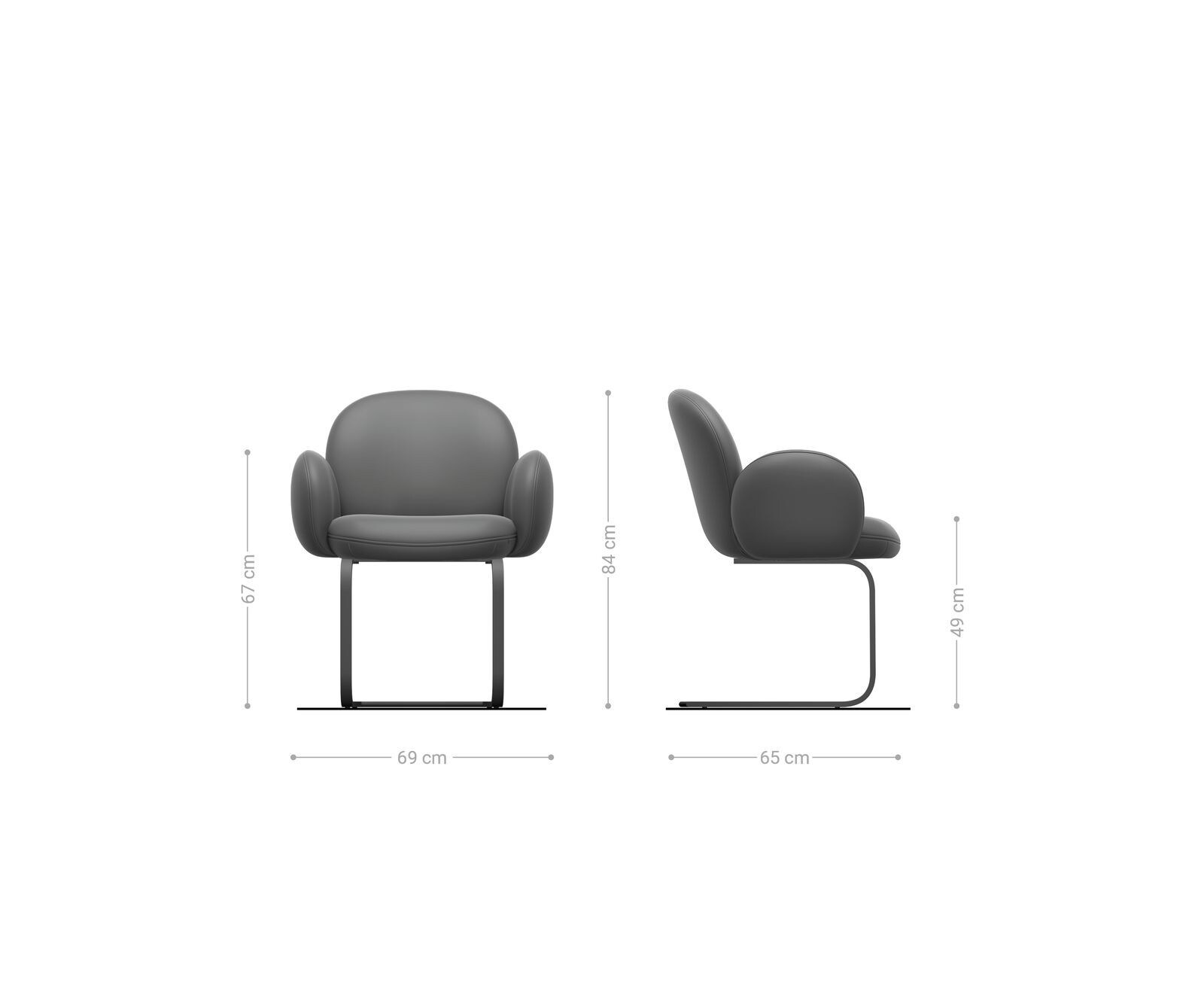 Freischwinger Nube-Flex mit Armlehnen Cord Silbergrau Freischwinger flach Schwarz Taschenfederkern 6