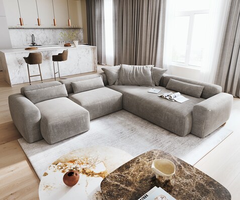 Wohnlandschaft Freestyle Pure 360x290 cm Strukturstoff Soft Grau