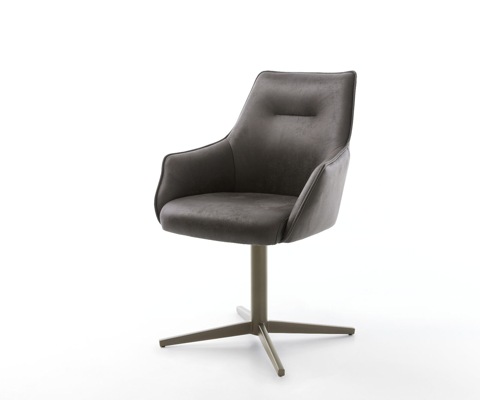 Drehstuhl Alja-Flex mit Armlehnen Mikrofaser Anthrazit Vintage Fußkreuz Effektfinish Titan 360° drehbar Taschenfederkern