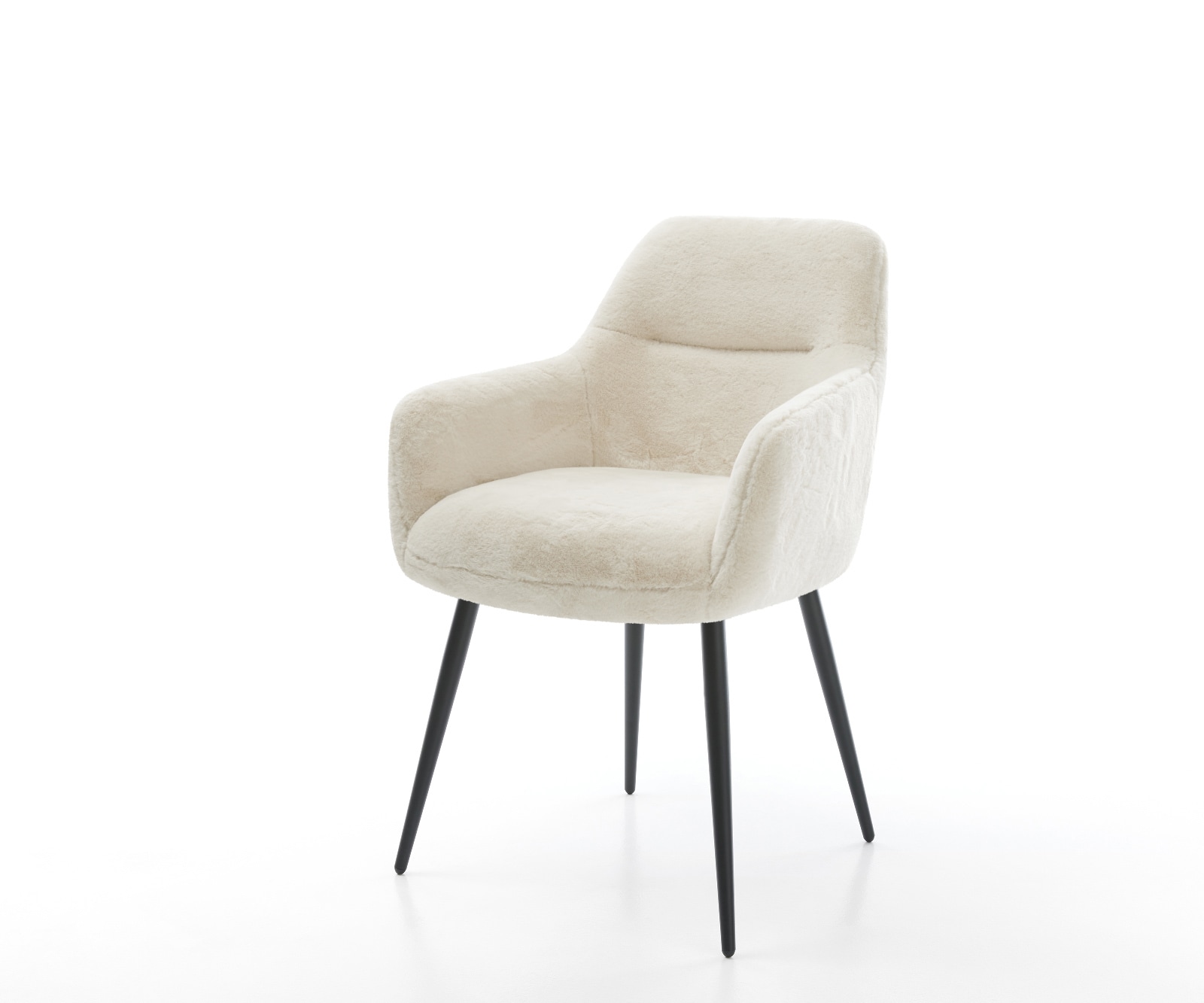 Esszimmerstuhl Pejo-Flex Plüsch Creme-Weiß 4-Fuß konisch Schwarz Taschenfederkern 1