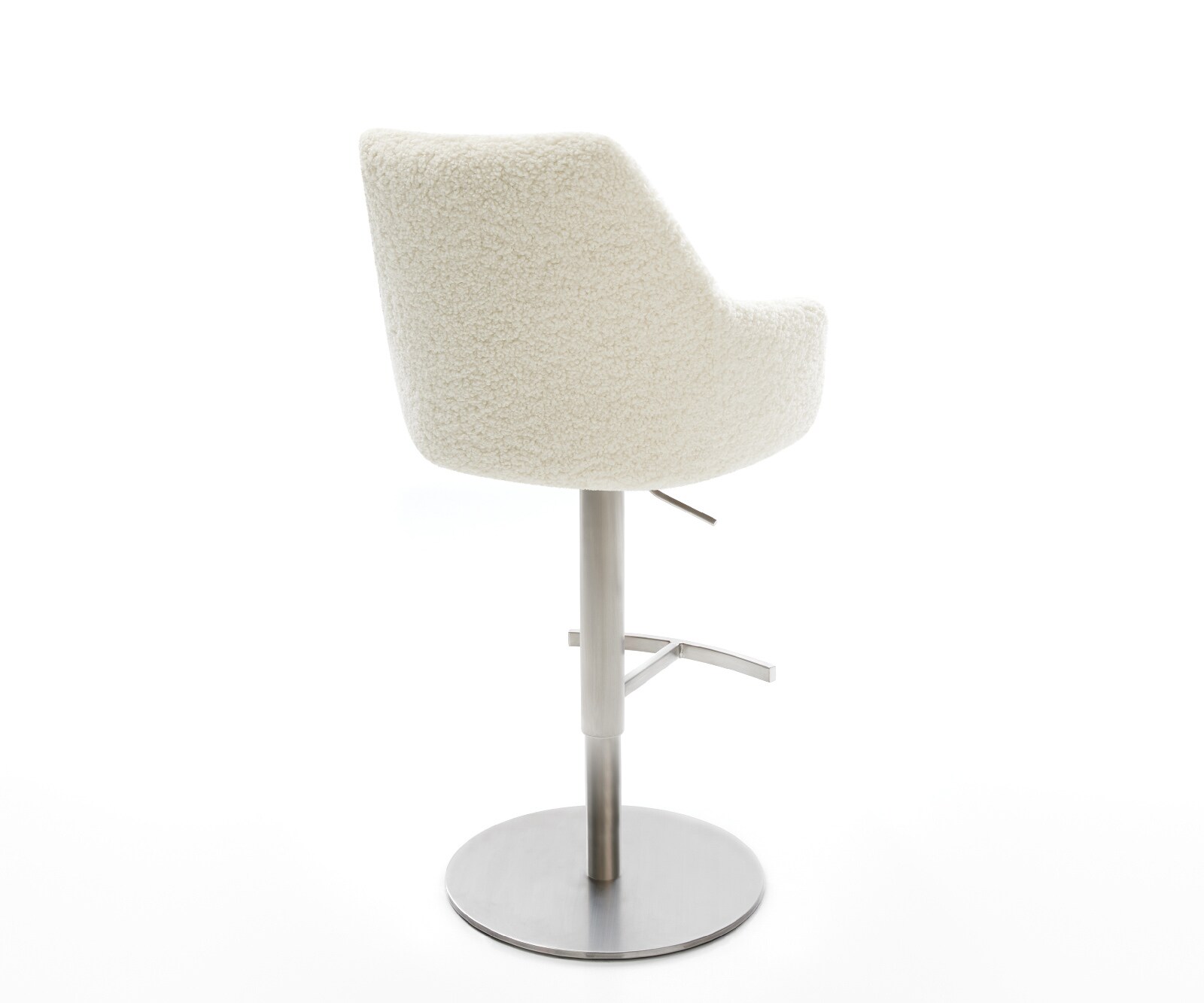 Barstuhl Alja-Flex Teddystoff Beige Drehfuß höhenverstellbar Edelstahl Silberfarben Taschenfederkern 4