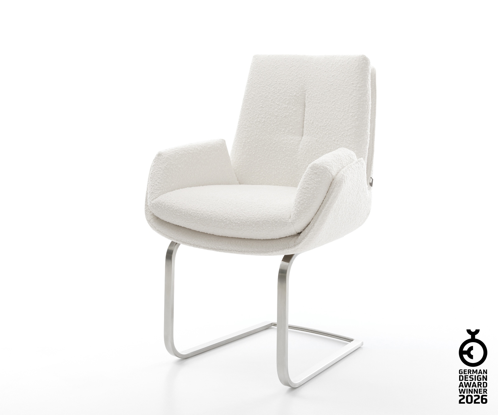 Freischwinger Clea-Flex Bouclé Creme-Weiß Freischwinger flach Edelstahl 1