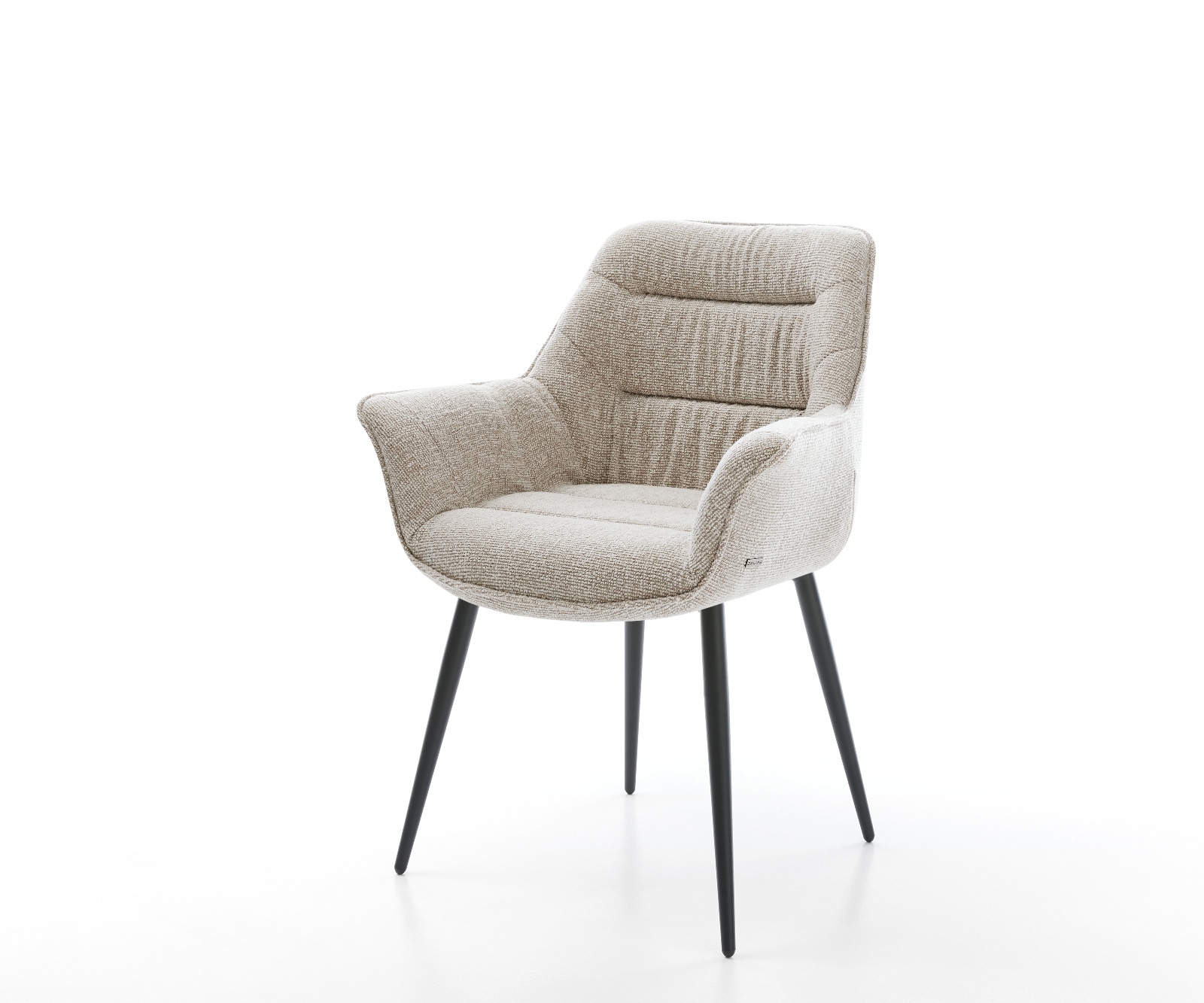 Esszimmerstuhl Kaira-Flex Webstoff Soft Beige 4-Fuß konisch Schwarz